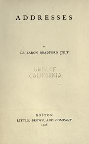 Front cover of Addresses by Le Baron Bradford Colt