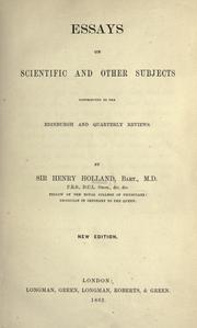 Cover of Essays on scientific and other subjects by Holland, Henry Sir