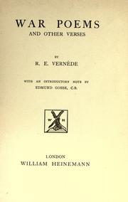 Front cover of War poems and other verses by Robert Ernest Vernède