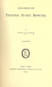Front cover of Records of Tennyson, Ruskin, Browning by Anne Thackeray Ritchie