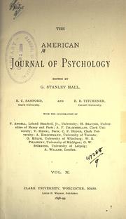 Front cover of The American journal of psychology by G. Stanley Hall