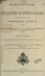 Cover of Documentary history of education in Upper Canada by Ontario. Ministry of Education.