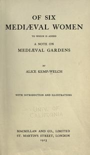 Cover of Of six mediaeval women by Alice Kemp-Welch