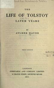 Cover of The life of Tolstoy by Aylmer Maude