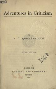 Front cover of Adventures in criticism by Arthur Quiller-Couch