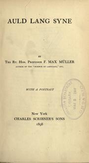 Cover of Auld lang syne by F. Max Müller