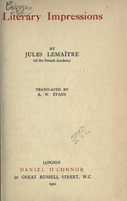 Front cover of Literary impressions by Jules Lemaître