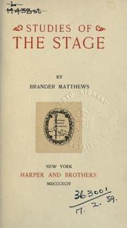 Front cover of Studies of the stage by Brander Matthews