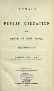 Front cover of Annals of public education in the State of New York, from 1626 to 1746 by Daniel Johnson Pratt