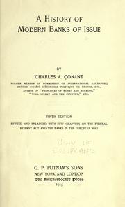 Cover of A history of modern banks of issue by Charles A. Conant