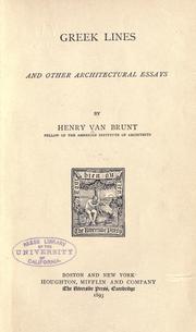 Front cover of Greek lines and other architectural essays by Henry Van Brunt
