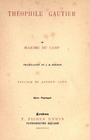 Cover of Théophile Gautier by Maxime Du Camp