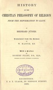 Front cover of History of the Christian philosophy of religion from the reformation to Kant by Bernhard Pünjer