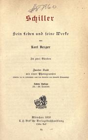 Front cover of Schiller, sein leben und seine werke by Karl Berger