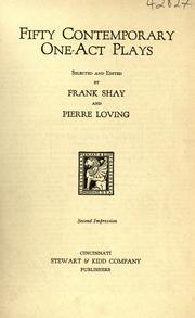 Front cover of Fifty contemporary one-act plays by Frank Shay