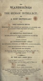 Cover of The wanderings of the human intellect by Bell, John