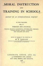 Front cover of Moral instruction and training in schools by Sadler, Michael Sir