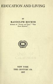 Cover of Education and living by Randolph Silliman Bourne