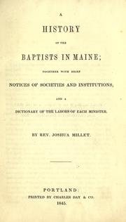 Front cover of A history of the Baptists in Maine by Joshua Millet
