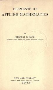 Cover of Elements of applied mathematics by Herbert E. Cobb