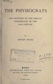 Cover of The physiocrats by Higgs, Henry