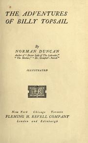 Front cover of The adventures of Billy Topsail by Norman Duncan