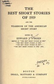 Cover of The Best Short Stories of 1915 by Edward J. O'Brien