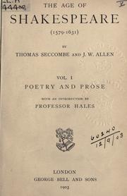 Cover of The age of Shakespeare (1579-1631) by Thomas Seccombe