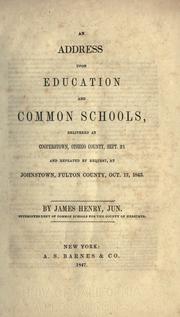 Front cover of An address upon education and common schools by James Henry