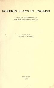 Front cover of Foreign plays in English by New York Public Library.