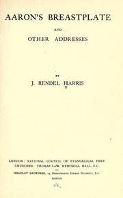 Front cover of Aaron's breastplate and other addresses by J. Rendel Harris