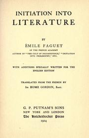 Front cover of Initiation into Literature by Émile Faguet