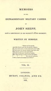 Front cover of Memoirs of the extraordinary military career of John Shipp by John Shipp