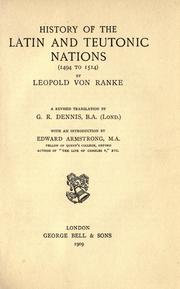 Front cover of History of the Latin and Teutonic nations (1494 to 1514) by Leopold von Ranke