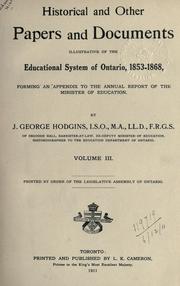 Cover of Historical and other papers and documents illustrative of the educational system of Ontario, 1792-[1876] by J. George Hodgins