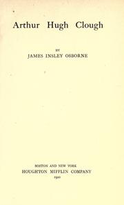 Front cover of Arthur Hugh Clough by James Insley Osborne
