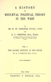 Front cover of A history of mediæval political theory in the West by Carlyle, R. W. Sir