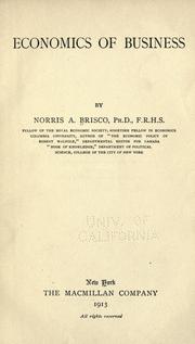 Front cover of Economics of business by Norris Arthur Brisco