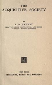 Cover of The acquisitive society by Richard H. Tawney