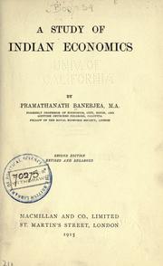 Cover of A study of Indian economics by Pramathanath Banerjea