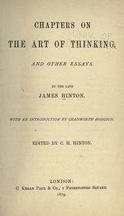 Cover of Chapters on the art of thinking by Hinton, James