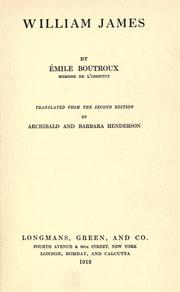 Cover of William James by Emile Boutroux