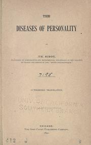 Front cover of The Diseases of Personality by Théodule Armand Ribot