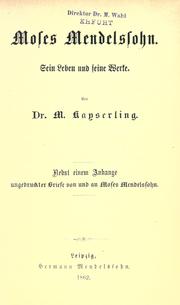 Cover of Moses Mendelssohn by Meyer Kayserling