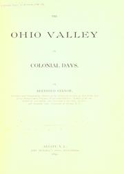 Front cover of The Ohio Valley in Colonial Days (Munsell's Historical Series) by Berthold Fernow