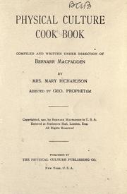 Front cover of Physical culture cook book by Richardson, Mary Mrs.