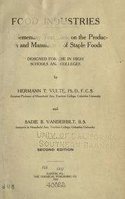 Front cover of Food industries by Hermann T. Vulté
