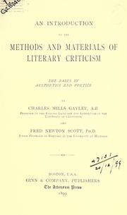 Cover of An introduction to the methods and materials of literary criticism by Charles Mills Gayley