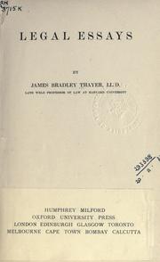 Front cover of Legal essays by James Bradley Thayer