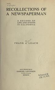 Cover of Recollections of a newspaperman by Frank Aleamon Leach